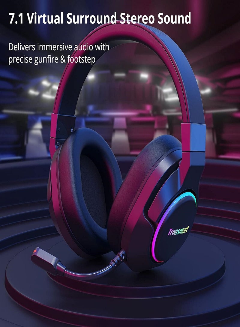 ترونسمارت سماعة الألعاب Tronsmart Sparkle PC USB PS4 الصوت المحيطي 7.1 لميكروفون الألعاب وإلغاء الضوضاء وأضواء LED / التحكم في كتم الصوت / وسادات ناعمة سماعة ألعاب صغيرة لنينتندو سويتش، بلاي ستيشن 4، إيماك - Image 4